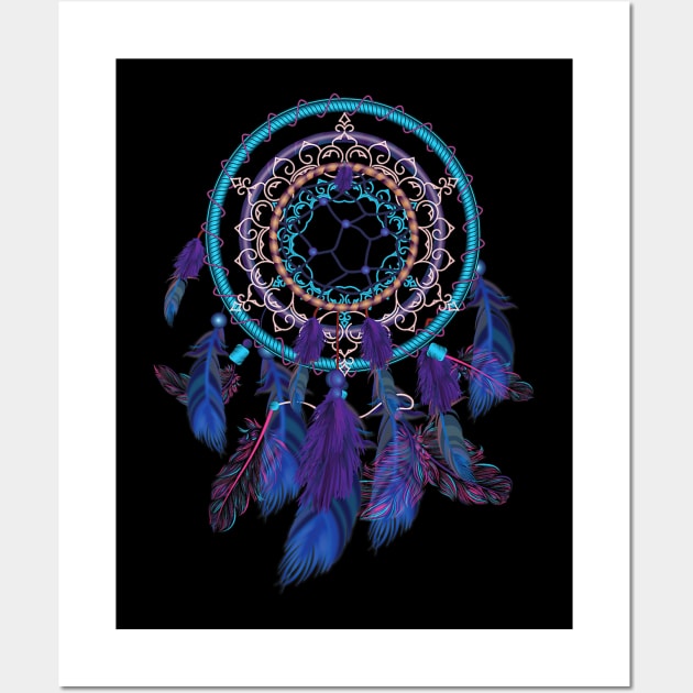 Colorful Dreamcatcher Feather Tribals Native American Indian Wall Art by everetto